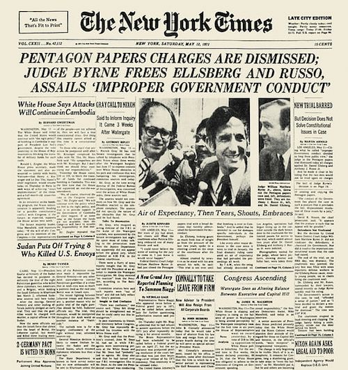 Titelseite der NYT vom 12. Mai 1973